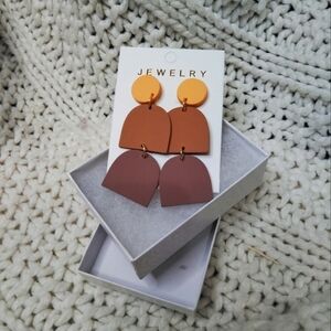 2 For 25$ Orange and Brown Geometric Earrings